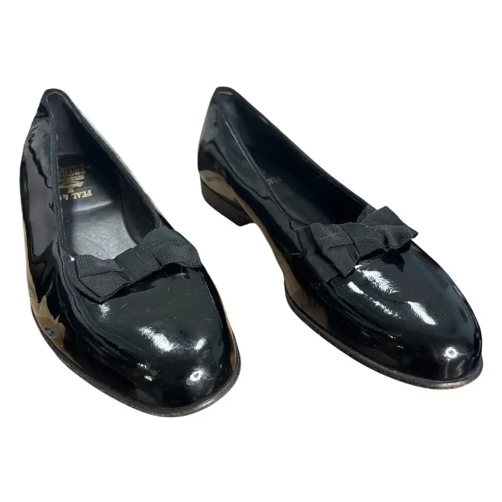 Pearl & Co By Brooks Brothers Black Patent Leather Bow Dress Pumps Size 10.5 D